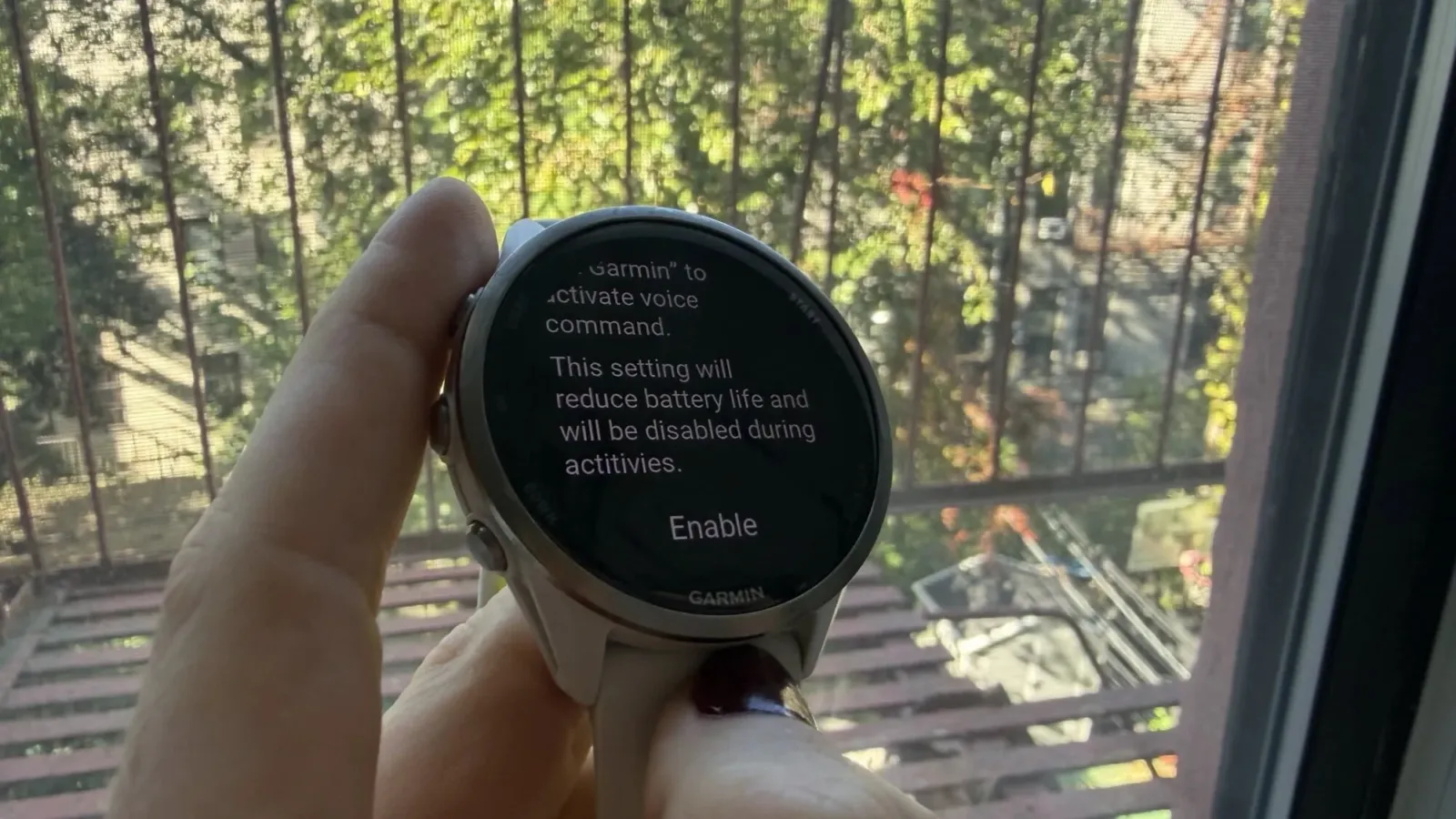 Garmin sat prikazuje postavke baterije