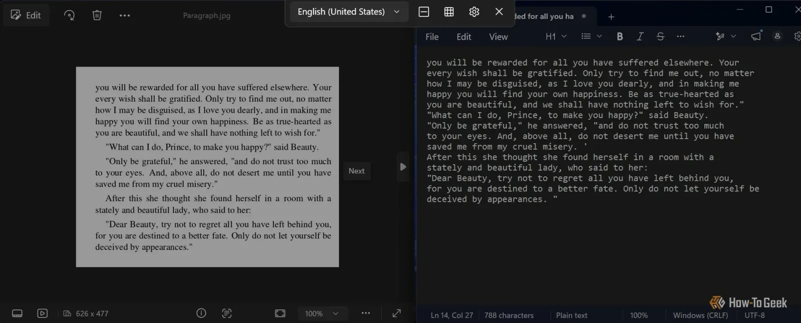 PowerToys Text Extractor kopira tekst sa slike u Notepad.
